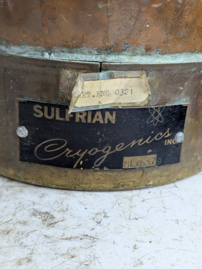 Vintage 1960s Sulfrian Cryogenics Copper Liquid Nitrogen Dewar Flask - view 2