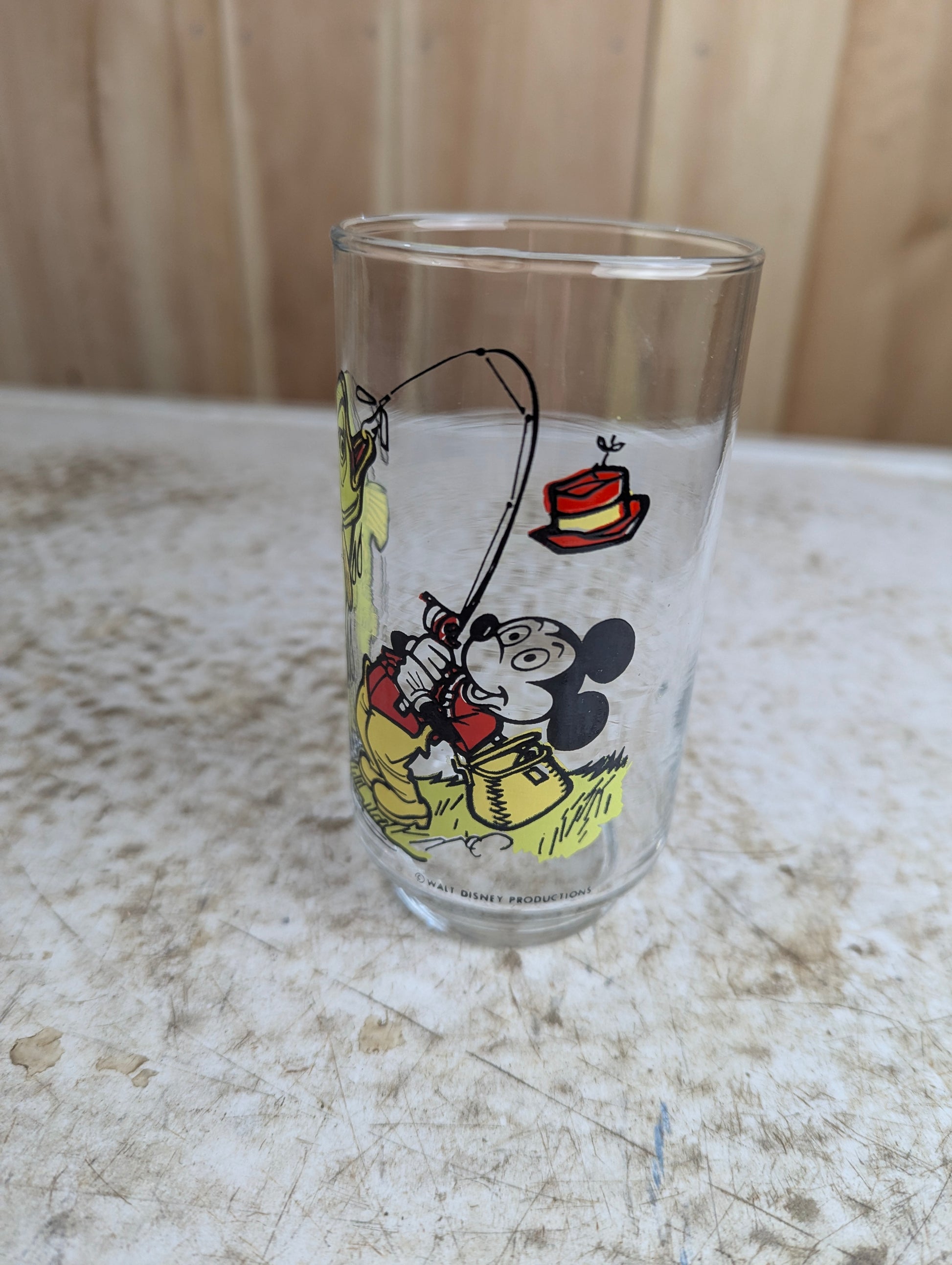 Vintage 1970s Mickey Mouse Fishing Collectible Glass - view 2