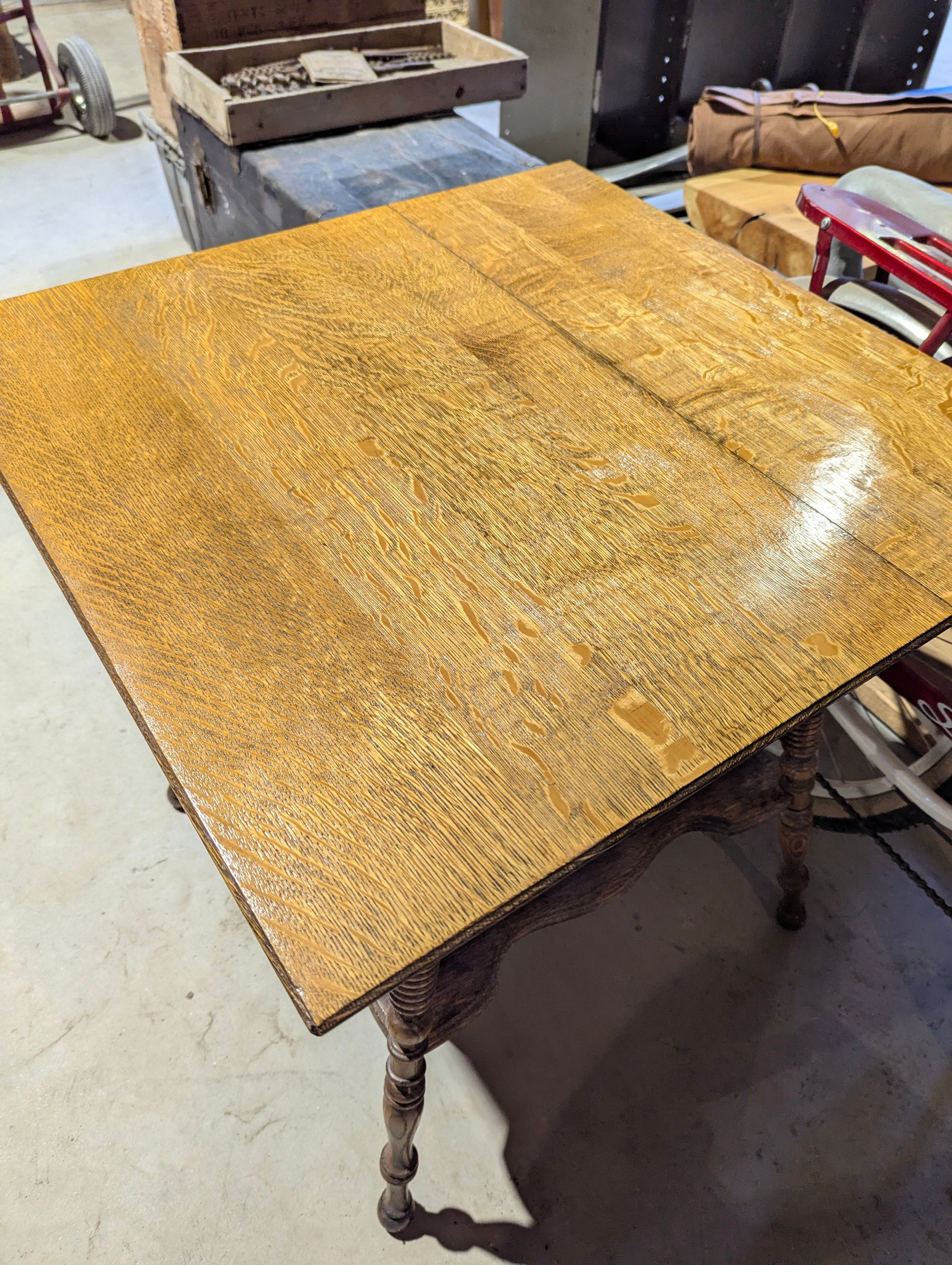 Vintage 27" Square Oak Side Table - view 3