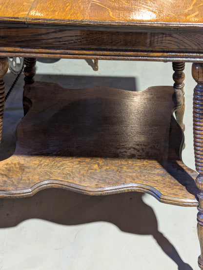 Vintage 27" Square Oak Side Table - view 4