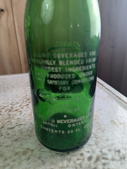 Vintage 30oz Collins Green Glass Barrie ACL Soda Bottle - view 4