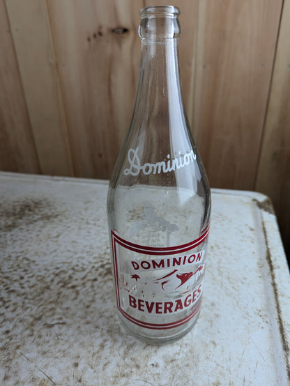 Vintage 30oz Dominion Beverages Hamilton Clear Glass Soda Bottle