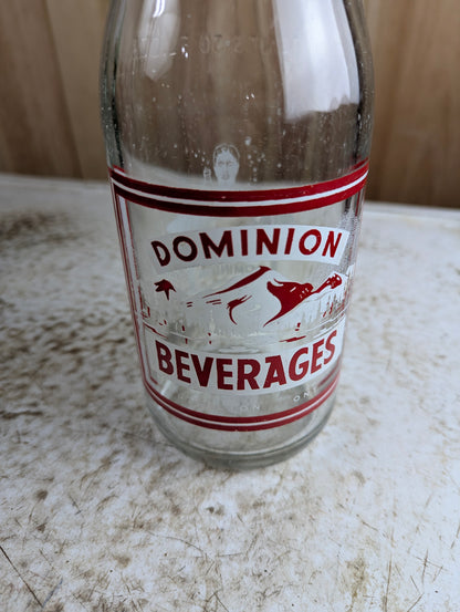 Vintage 30oz Dominion Beverages Hamilton Clear Glass Soda Bottle - view 2