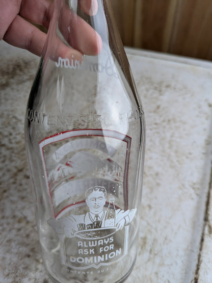 Vintage 30oz Dominion Beverages Hamilton Clear Glass Soda Bottle - view 4