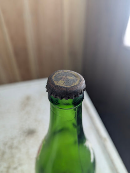 Vintage 30oz Domino Dry Ginger Ale Green Glass Paper Label Soda Bottle - view 2