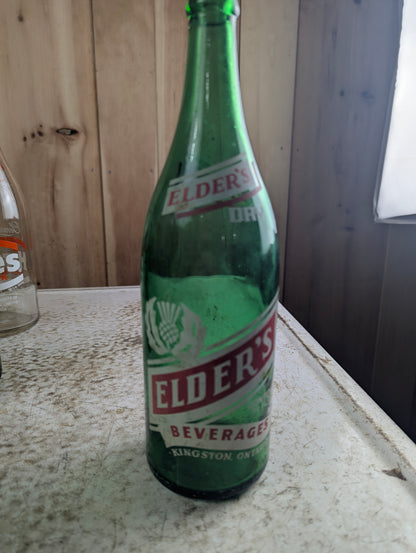 Vintage 30oz Elder's Beverages Kingston Green Glass ACL Soda Bottle - view 6