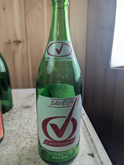Vintage 30oz Flavours Green Glass ACL Soda Bottle - view 2