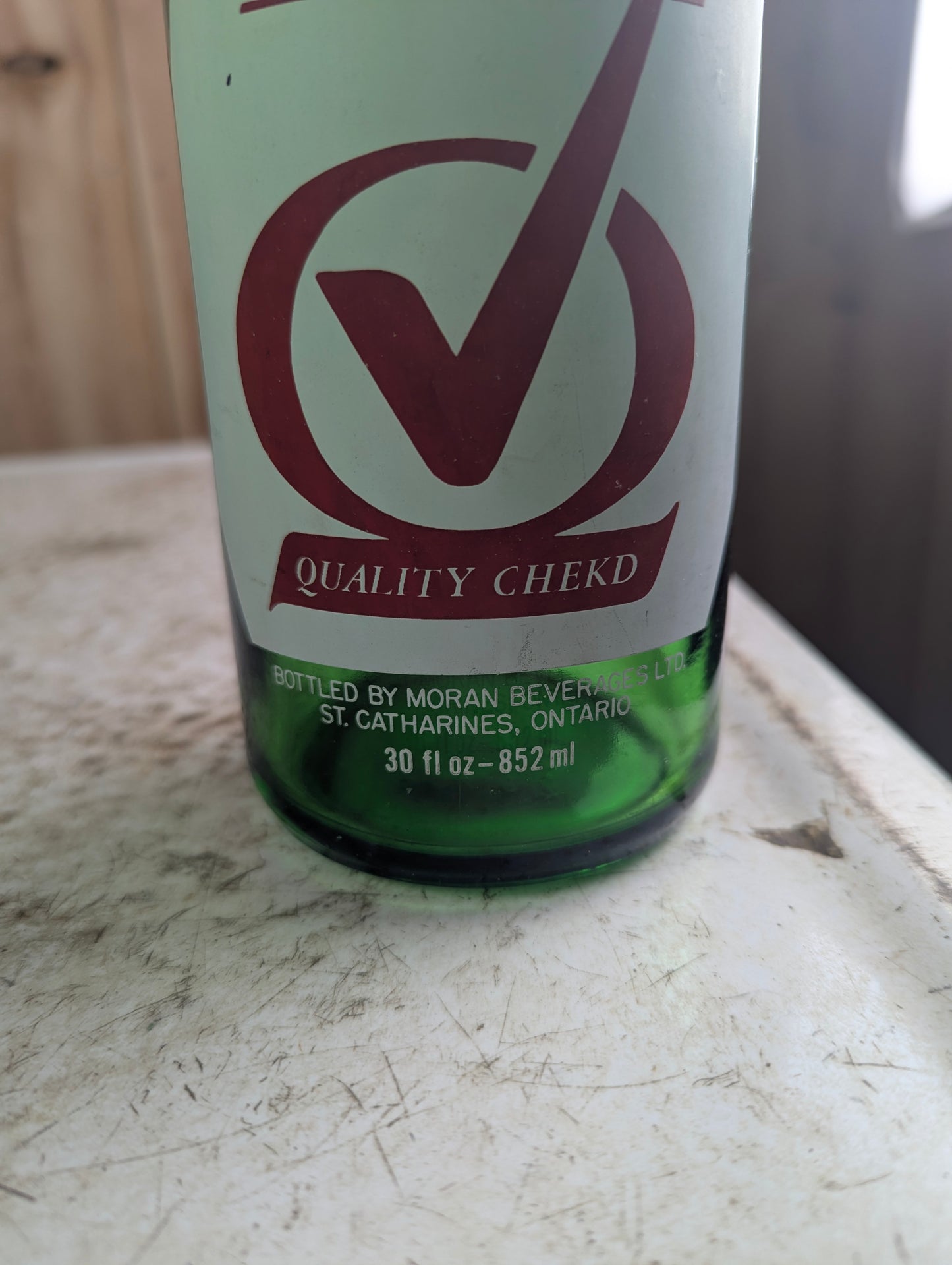Vintage 30oz Flavours Green Glass ACL Soda Bottle - view 3