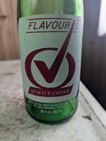 Vintage 30oz Flavours Green Glass ACL Soda Bottle - view 4