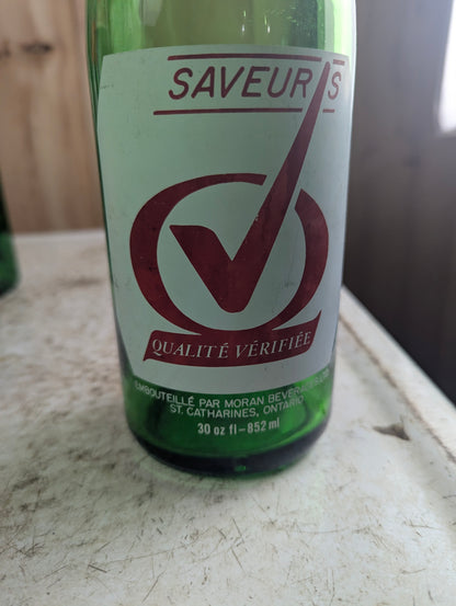 Vintage 30oz Flavours Green Glass ACL Soda Bottle - view 5