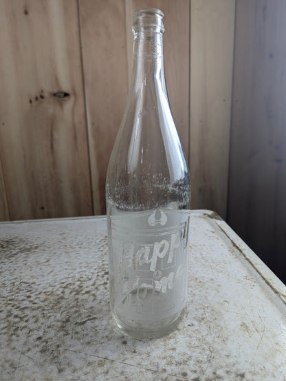 Vintage 30oz Happy Home Windsor Clear Glass ACL Soda Bottle