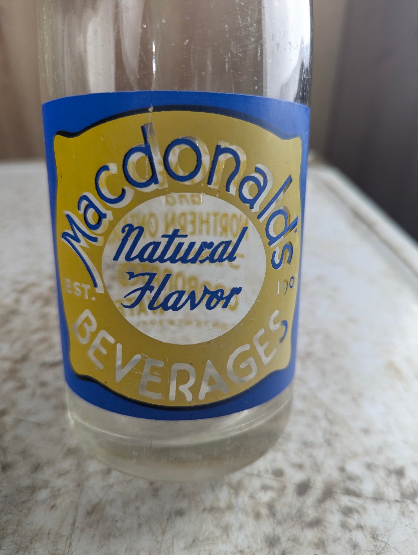 Vintage 30oz Macdonald's Natural Flavor Clear Glass ACL Soda Bottle - view 2
