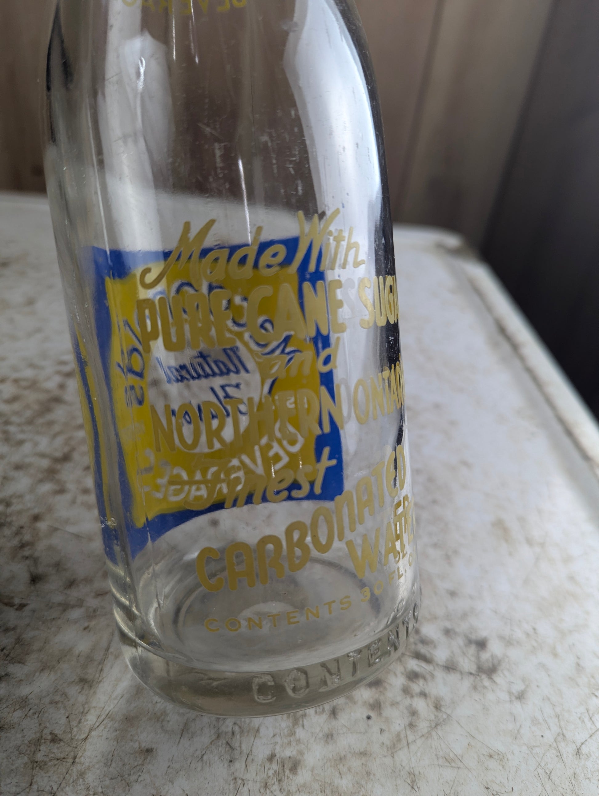 Vintage 30oz Macdonald's Natural Flavor Clear Glass ACL Soda Bottle - view 3