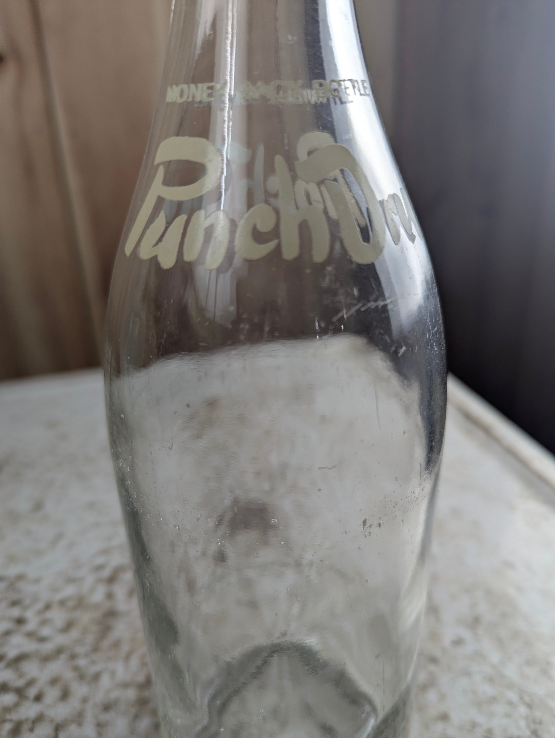 Vintage 30oz Punch Dry Clear Glass ACL Soda Bottle - view 2