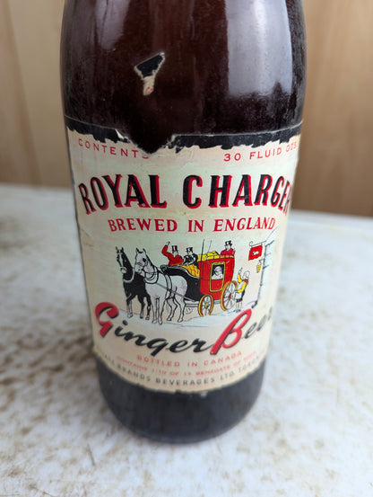Vintage 30oz Royal Charger Amber Glass Paper Label Toronto Soda Bottle - view 3