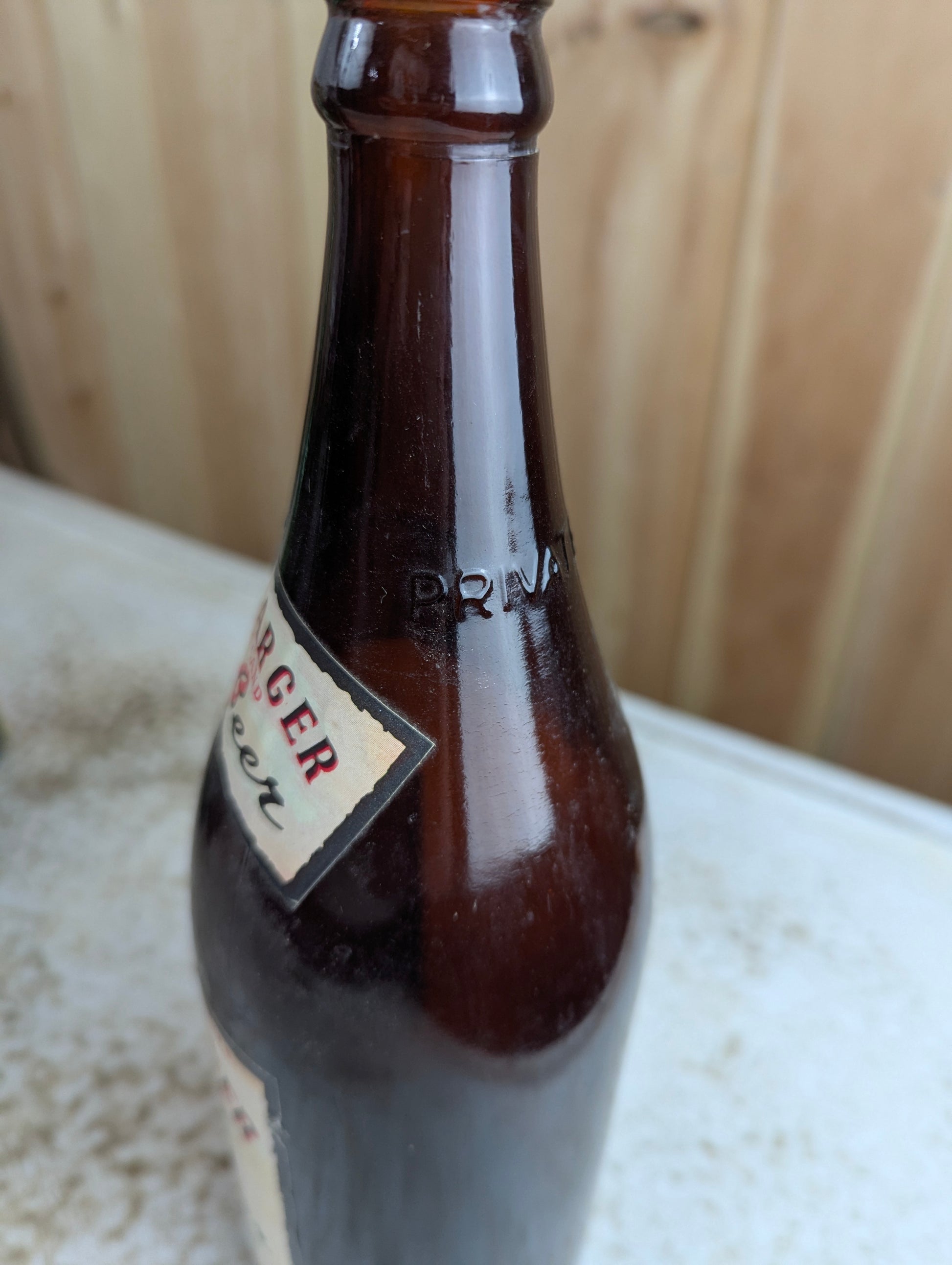 Vintage 30oz Royal Charger Amber Glass Paper Label Toronto Soda Bottle - view 4