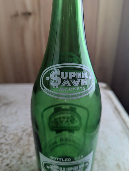 Vintage 30oz Super Save Ginger Ale Western Canada Green Glass ACL Soda Bottle - view 5