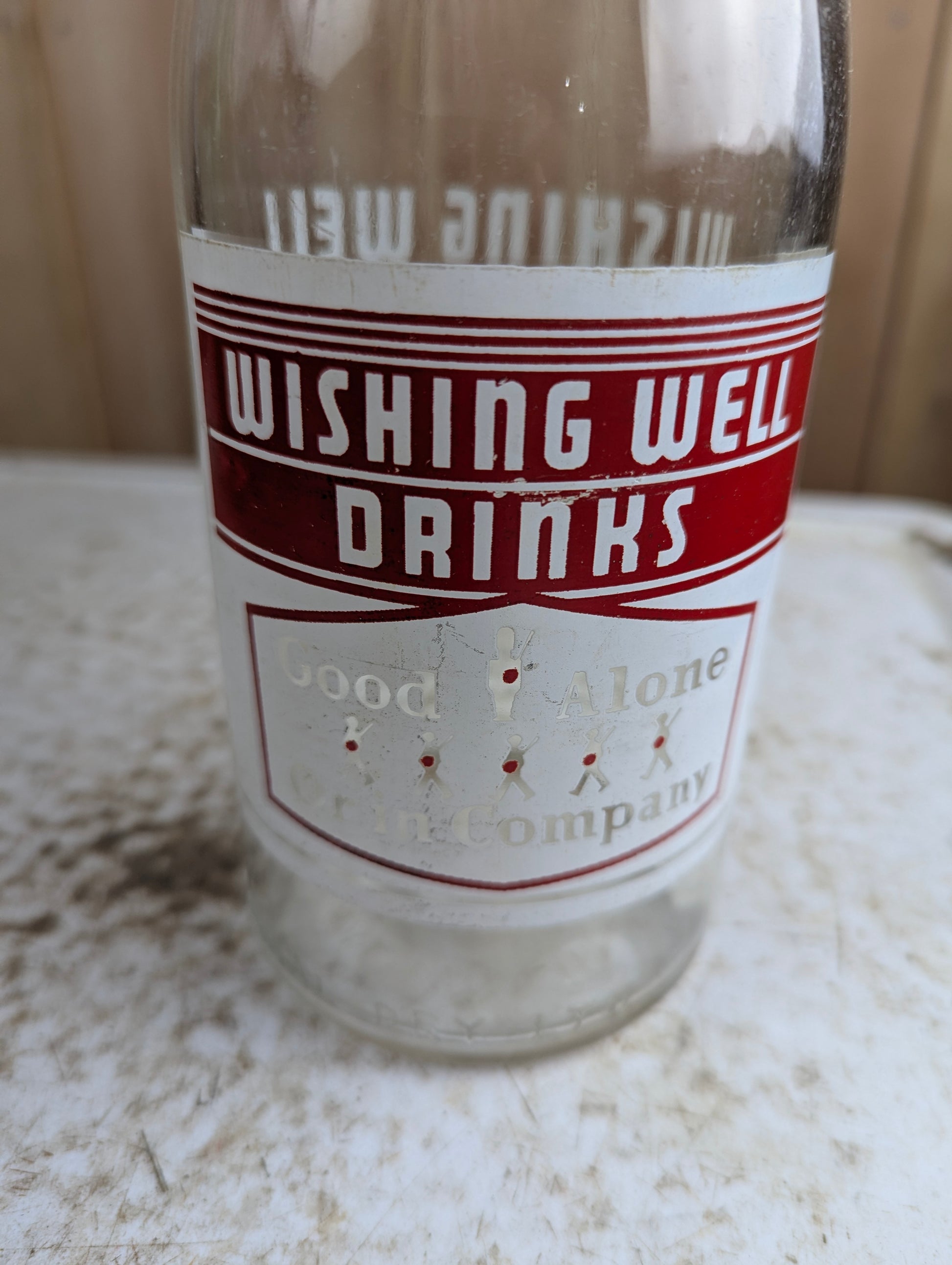 Vintage 30oz Wishing Well Drinks National Dry Clear Glass 'Good Alone' Canadian Soda Bottle - view 2