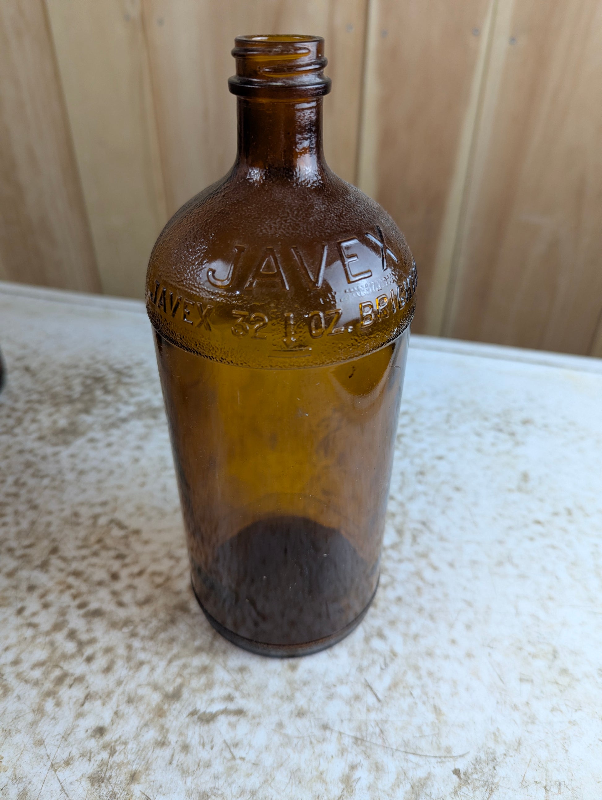 Vintage 32 oz Javex Amber Glass Bottle