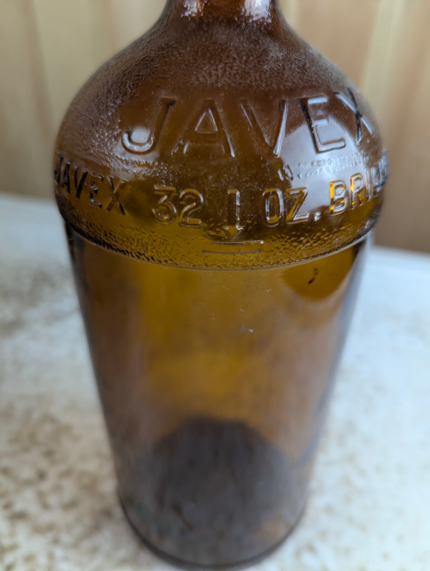 Vintage 32 oz Javex Amber Glass Bottle - view 2