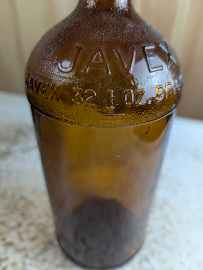 Vintage 32 oz Javex Amber Glass Bottle - view 2