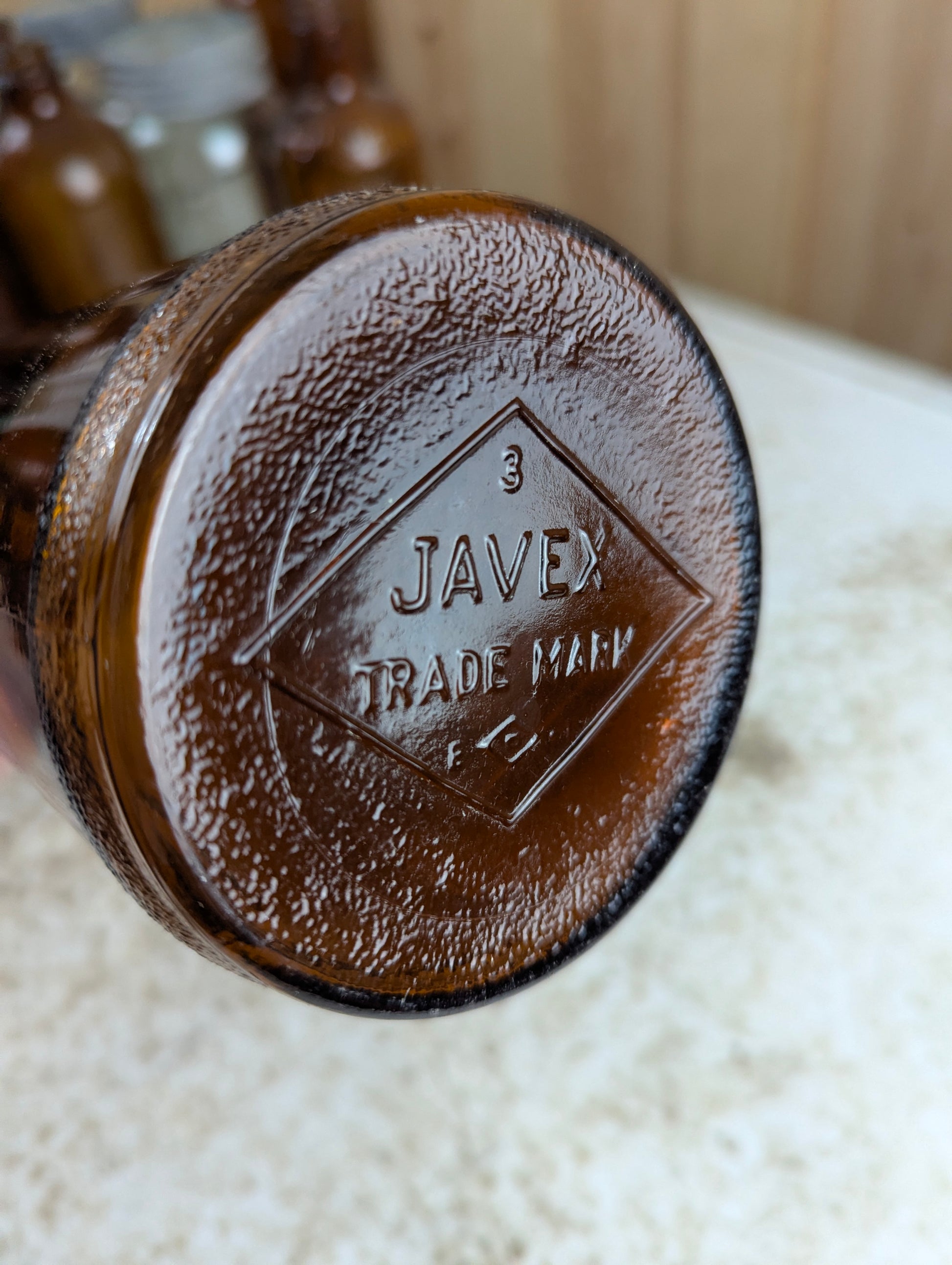 Vintage 32 oz Javex Amber Glass Bottle - view 4