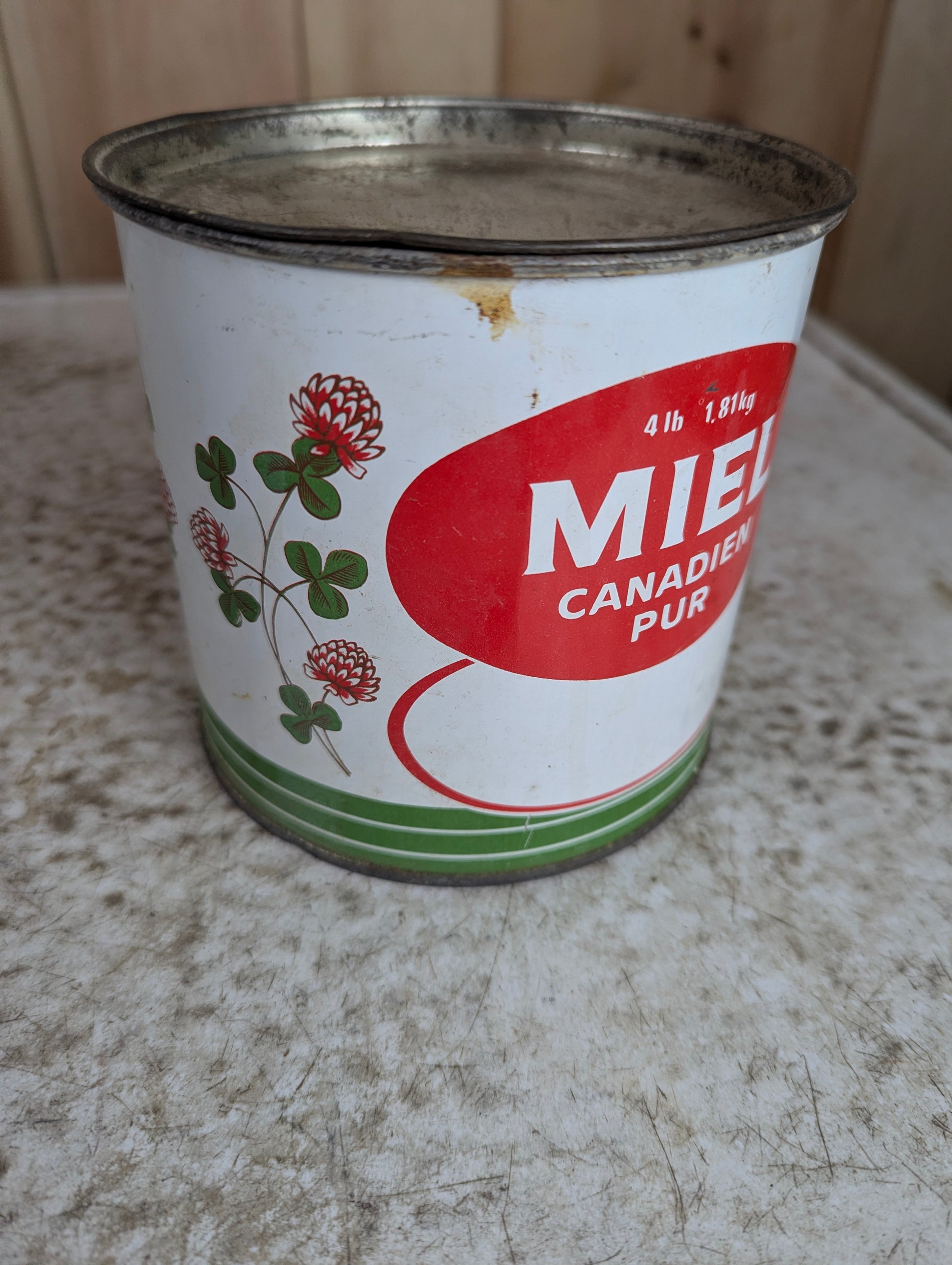 Vintage 4 lb. Pure Canadian Honey Tin Can with Lid - view 3