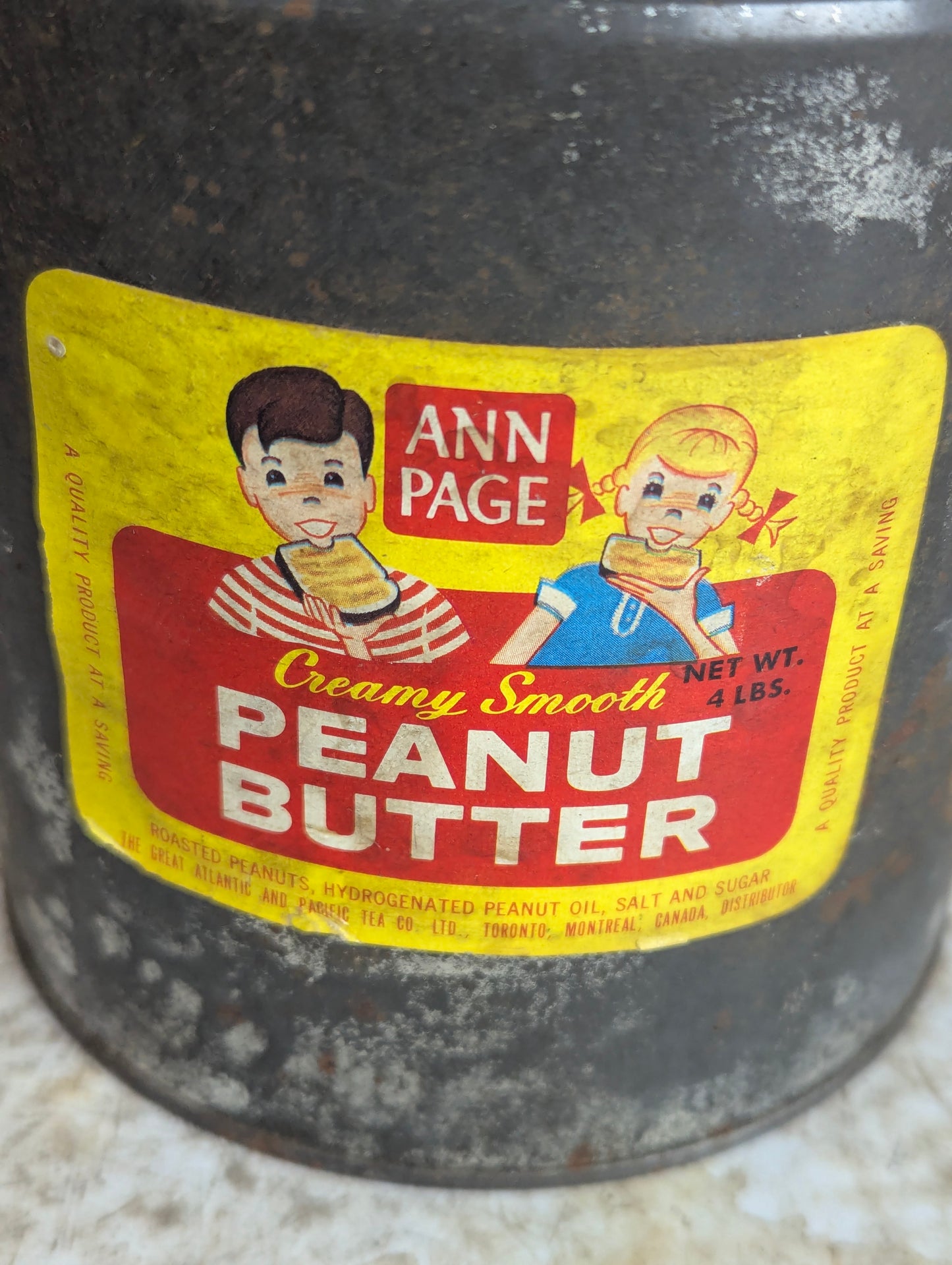 Vintage 4lb Ann Page Creamy Smooth Peanut Butter Tin Pail - view 2