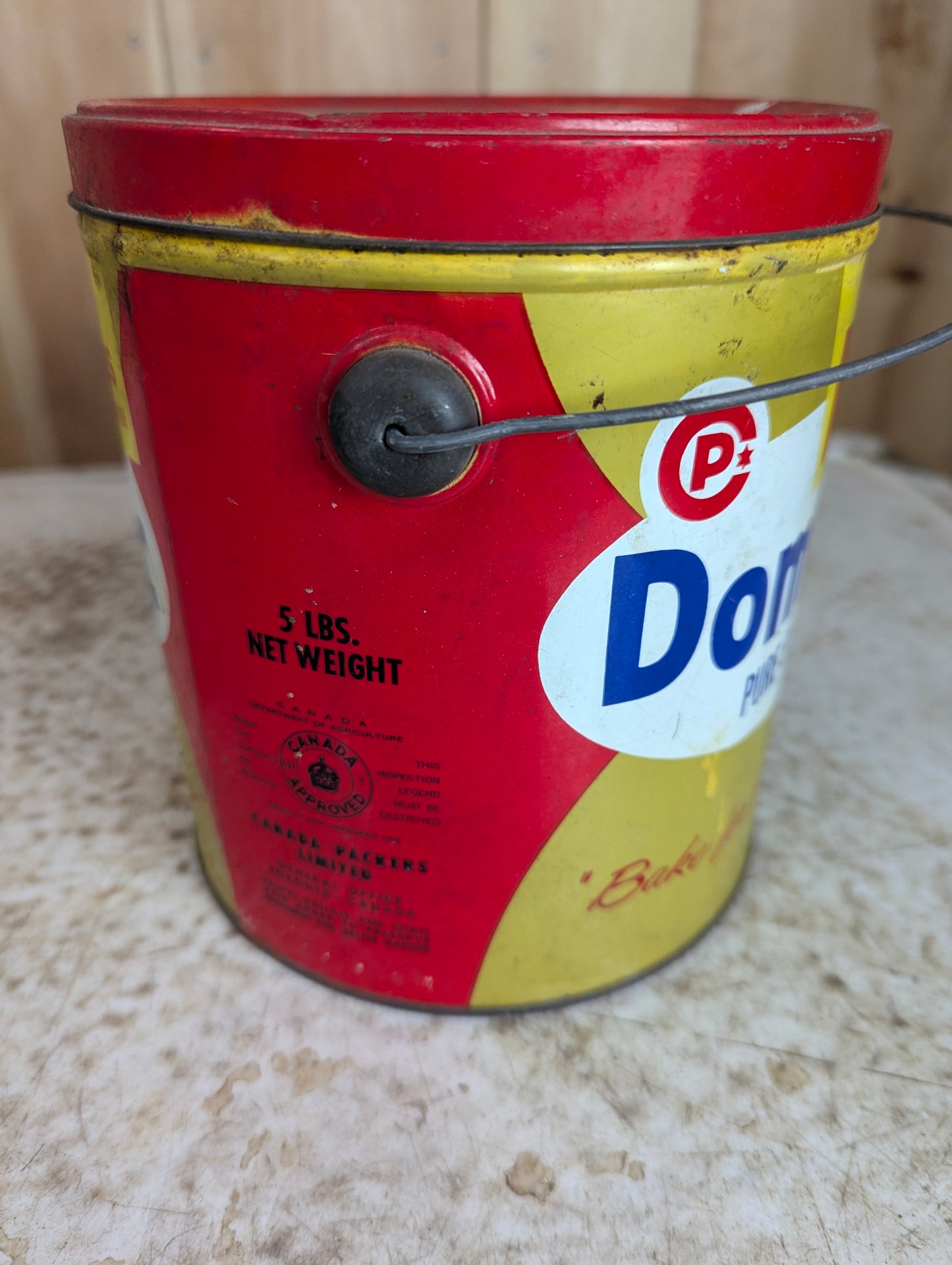 Vintage 5 lb Domestic Pure Shortening Tin Pail - view 2