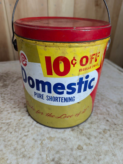 Vintage 5 lb Domestic Pure Shortening Tin Pail - view 3
