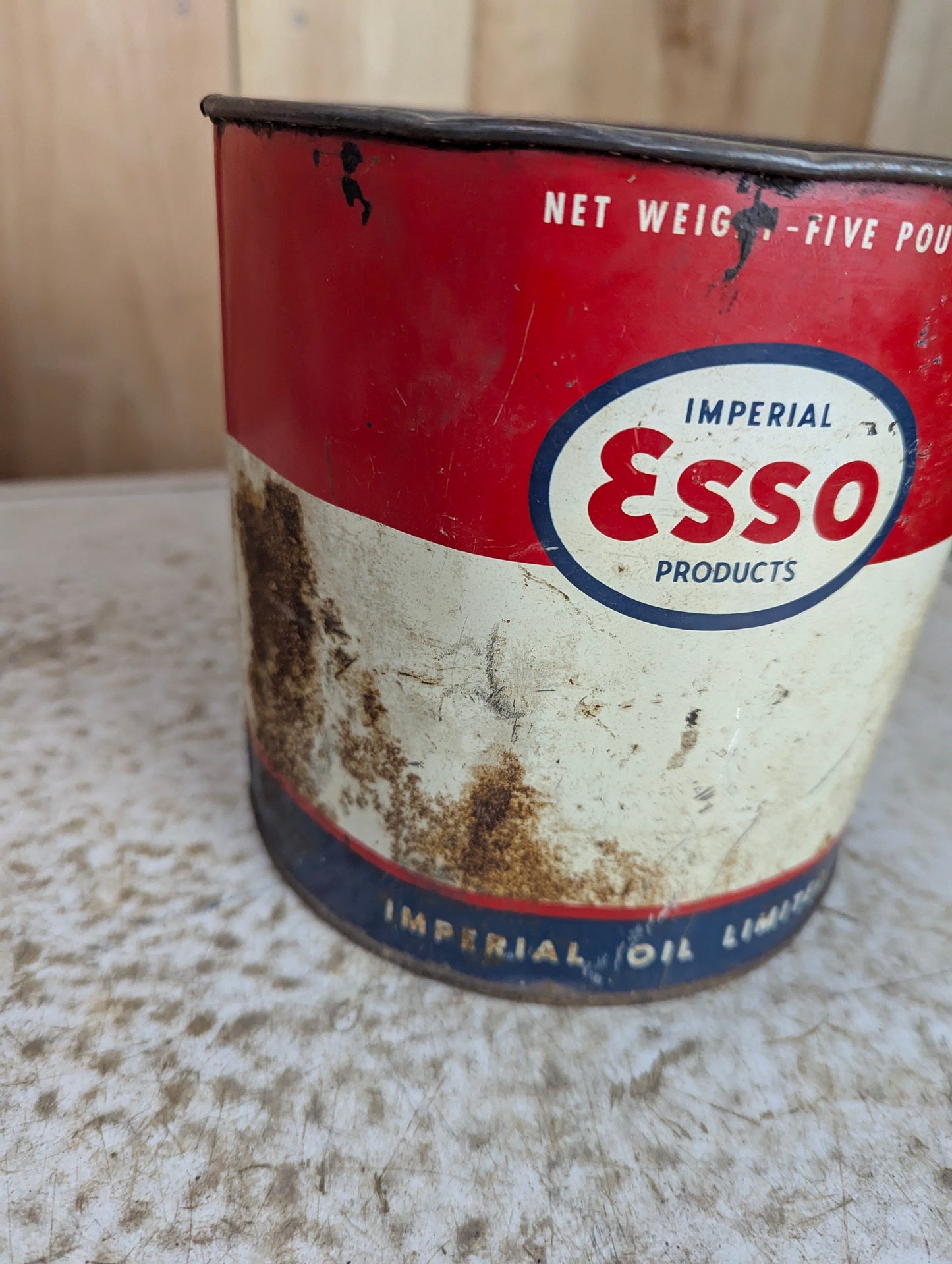 Vintage 5 lb. Imperial Esso Oil Tin Can (no lid) - view 2