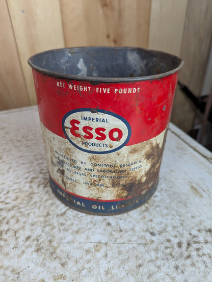 Vintage 5 lb. Imperial Esso Oil Tin Can (no lid) - view 4
