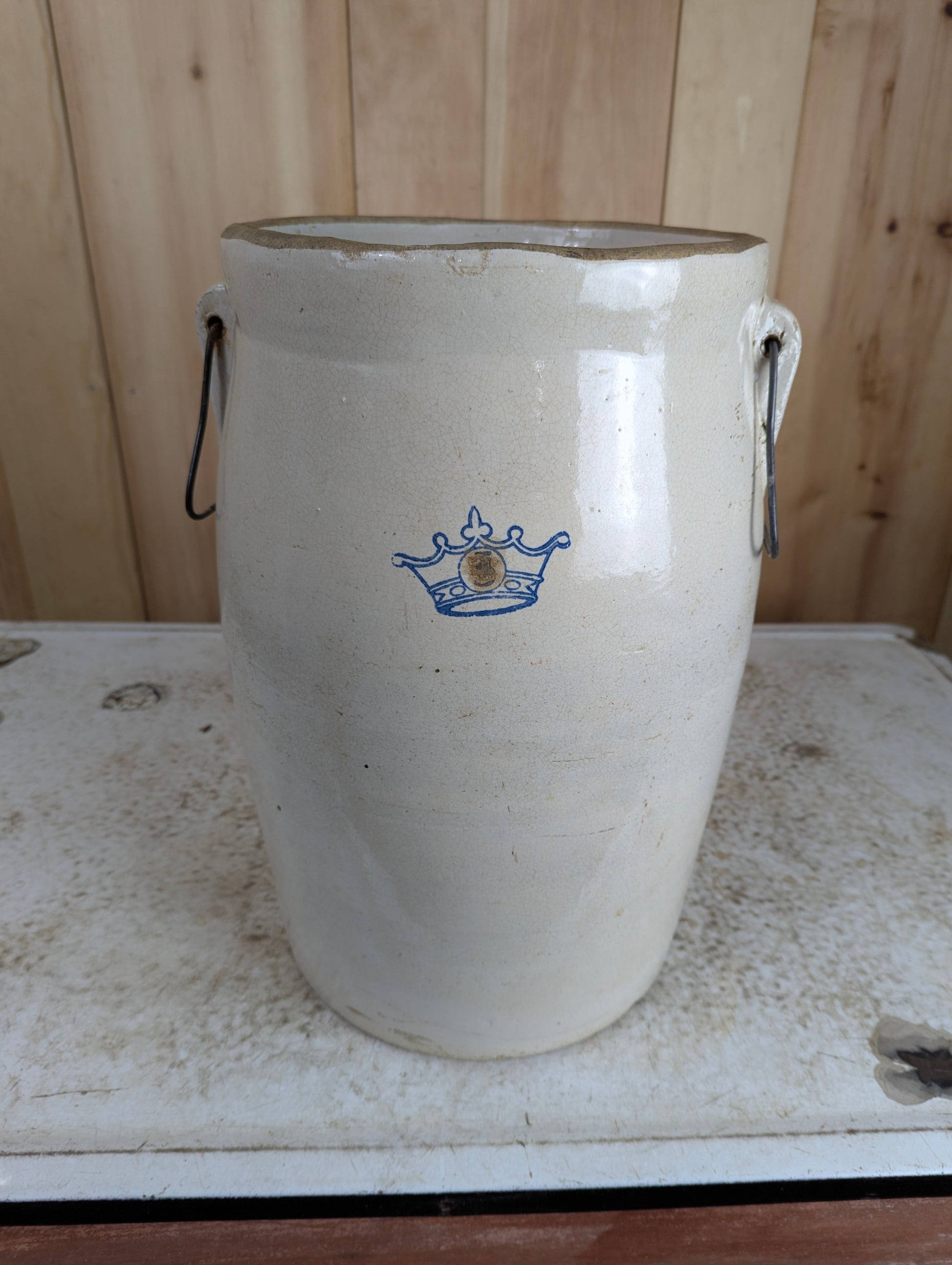 Vintage #5 Stoneware Butter Churn Crock with No Lid - view 2
