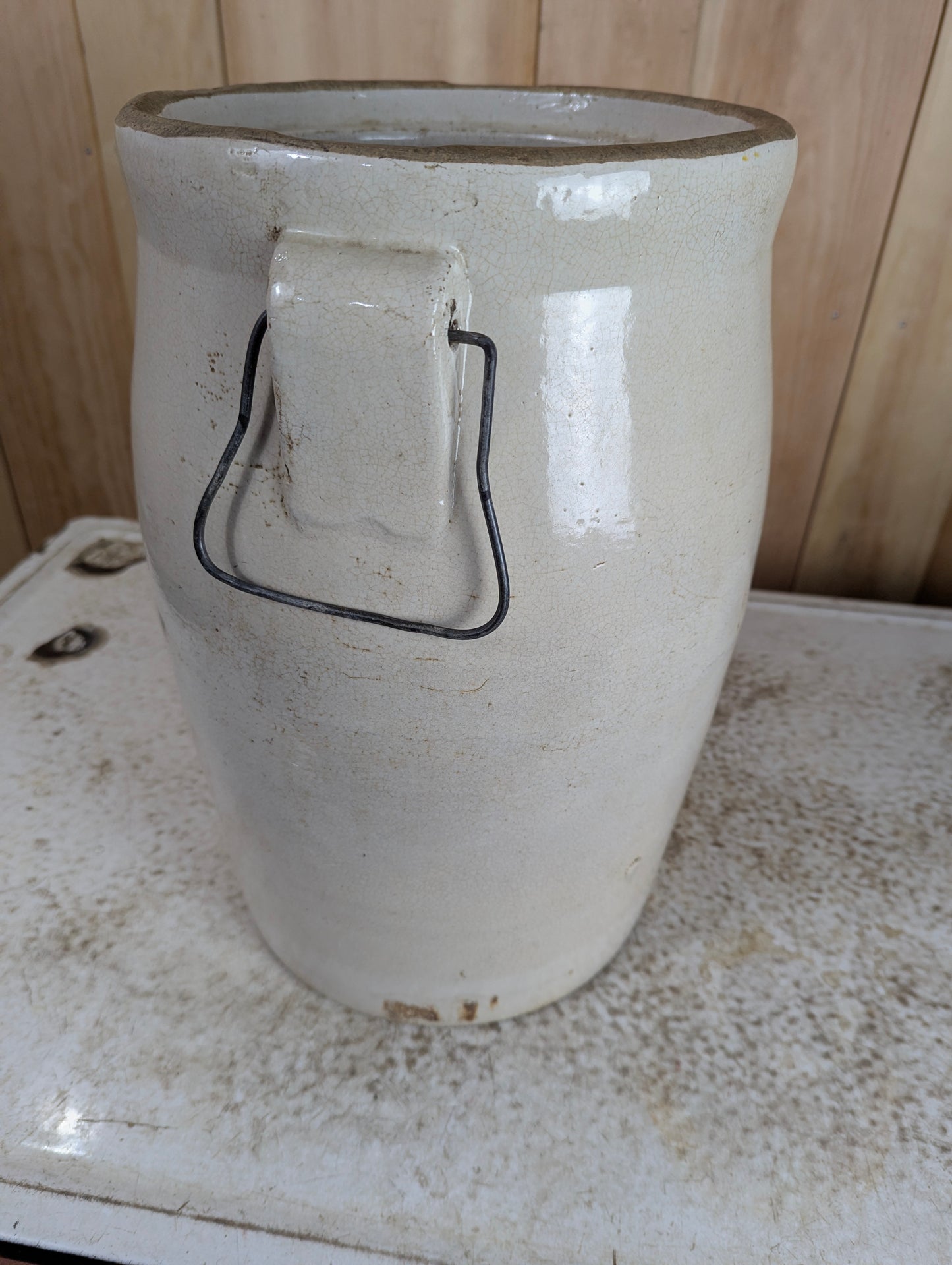 Vintage #5 Stoneware Butter Churn Crock with No Lid - view 5