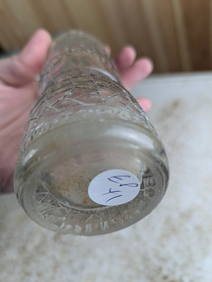 Vintage 6.5oz Evangeline Beverage Acadia Clear Embossed Glass Soda Bottle - view 3