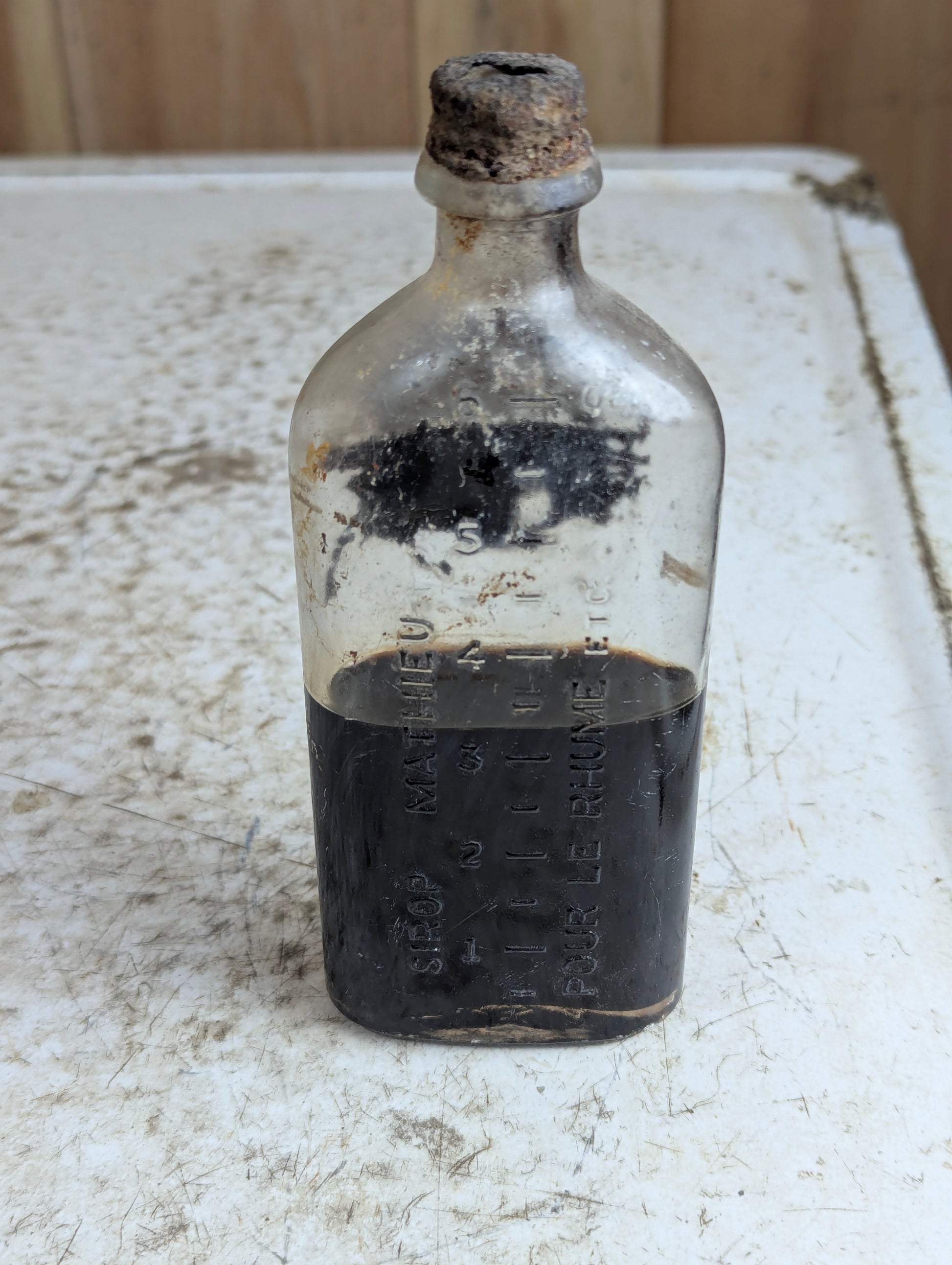 Vintage 6 Fl. Oz. Matheu's Syrup Patent Medicine Glass Bottle