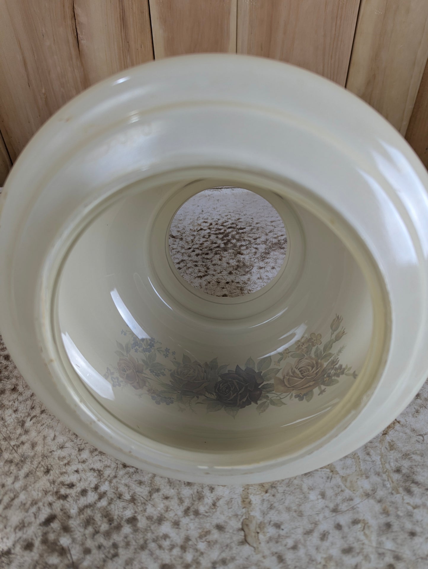 Vintage 7” Floral Milk Glass Lamp Shade - view 4