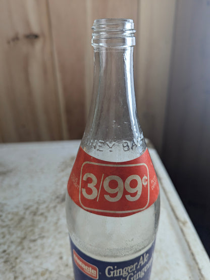 Vintage 750mL Miracle FoodMart Ginger Ale Clear Glass Paper Label Bottle - view 3