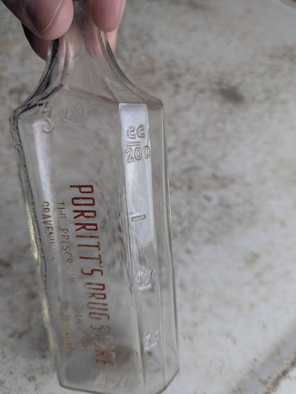 Vintage 8oz Porritt's Drugstore Gravenhurst Apothecary Bottle - view 4