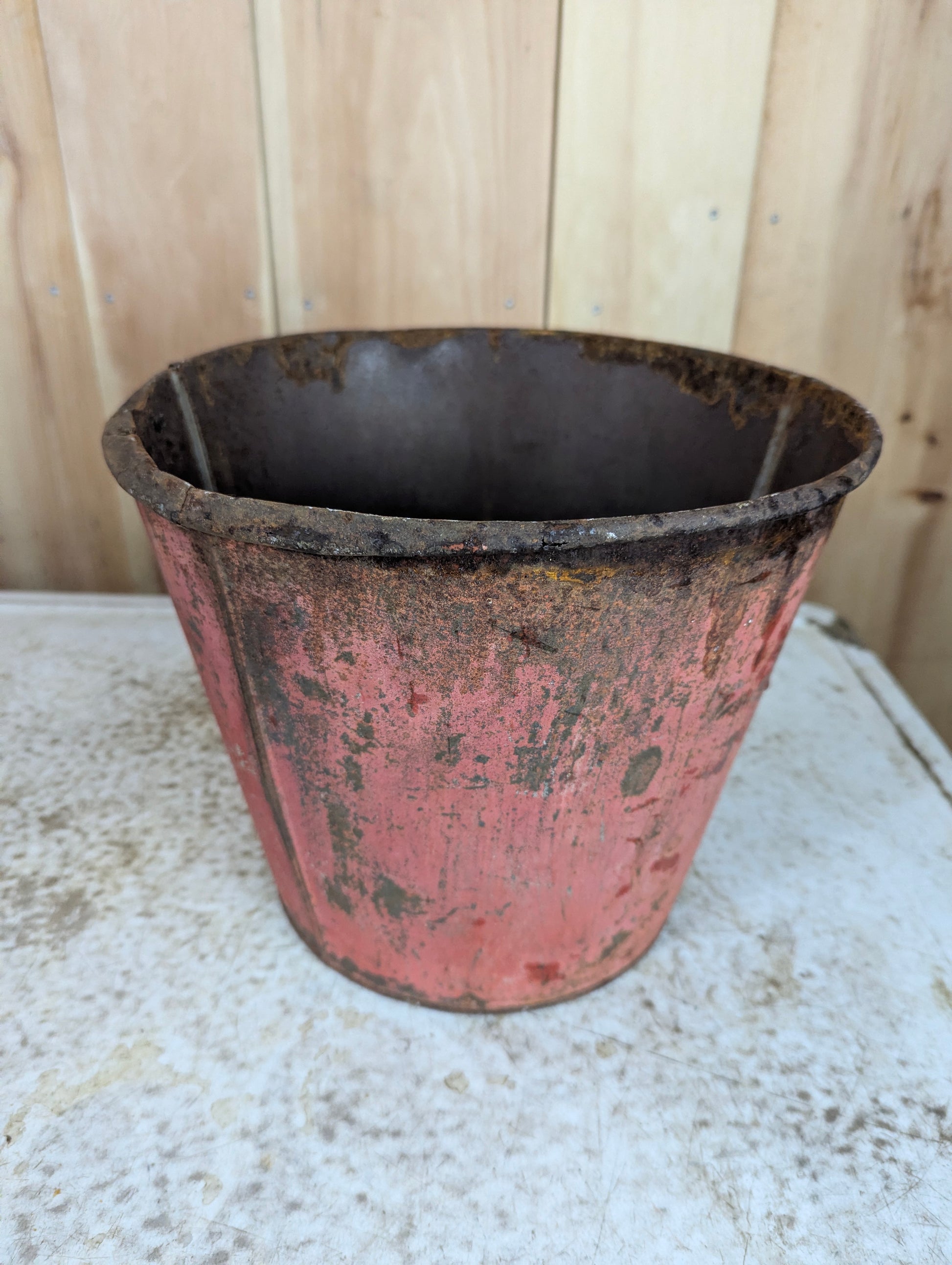 Vintage 9" Red Metal Sap Bucket