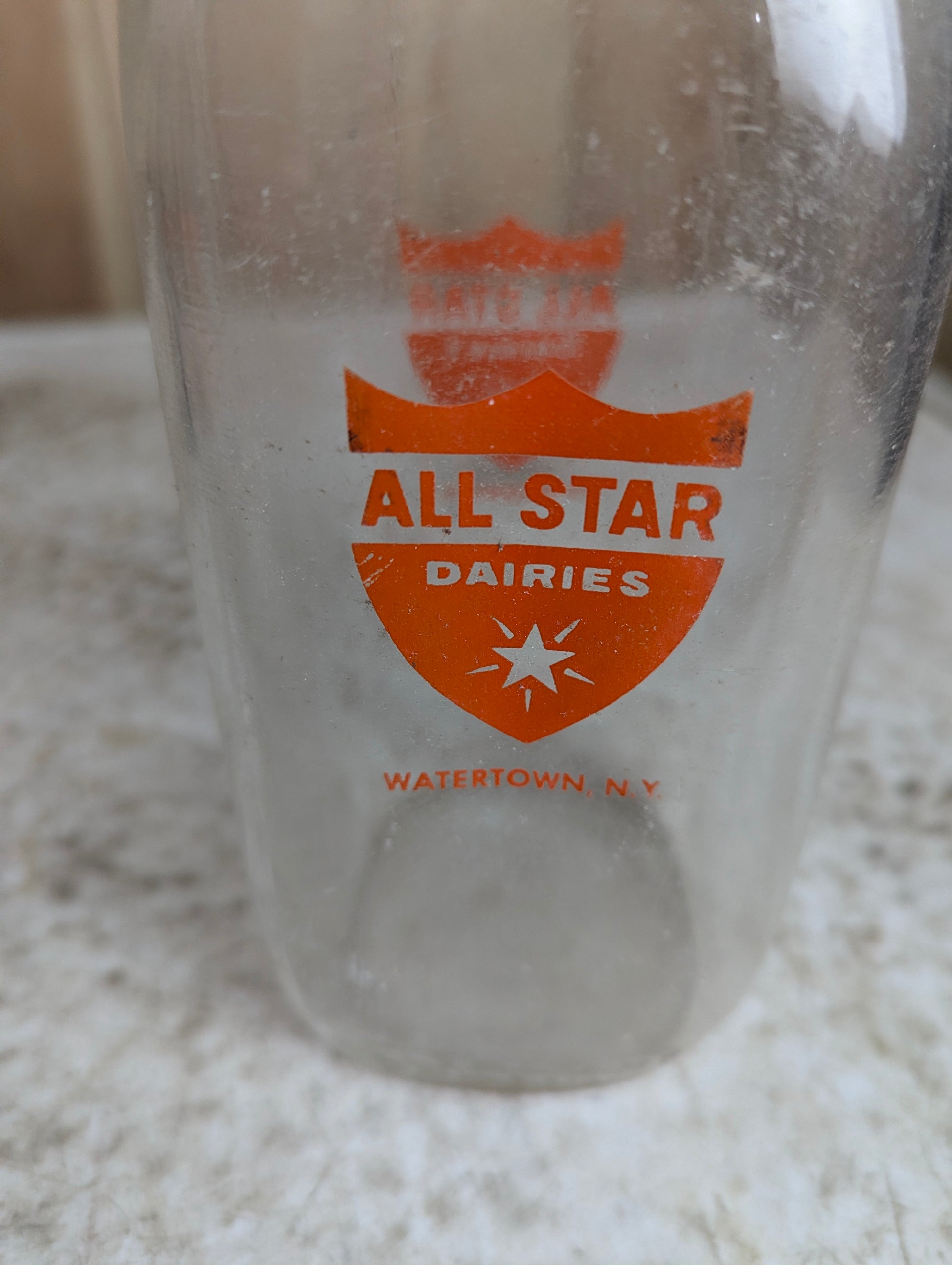 Vintage All Star Dairies Watertown N.Y. 1-Quart Dairy Milk Bottle - view 2