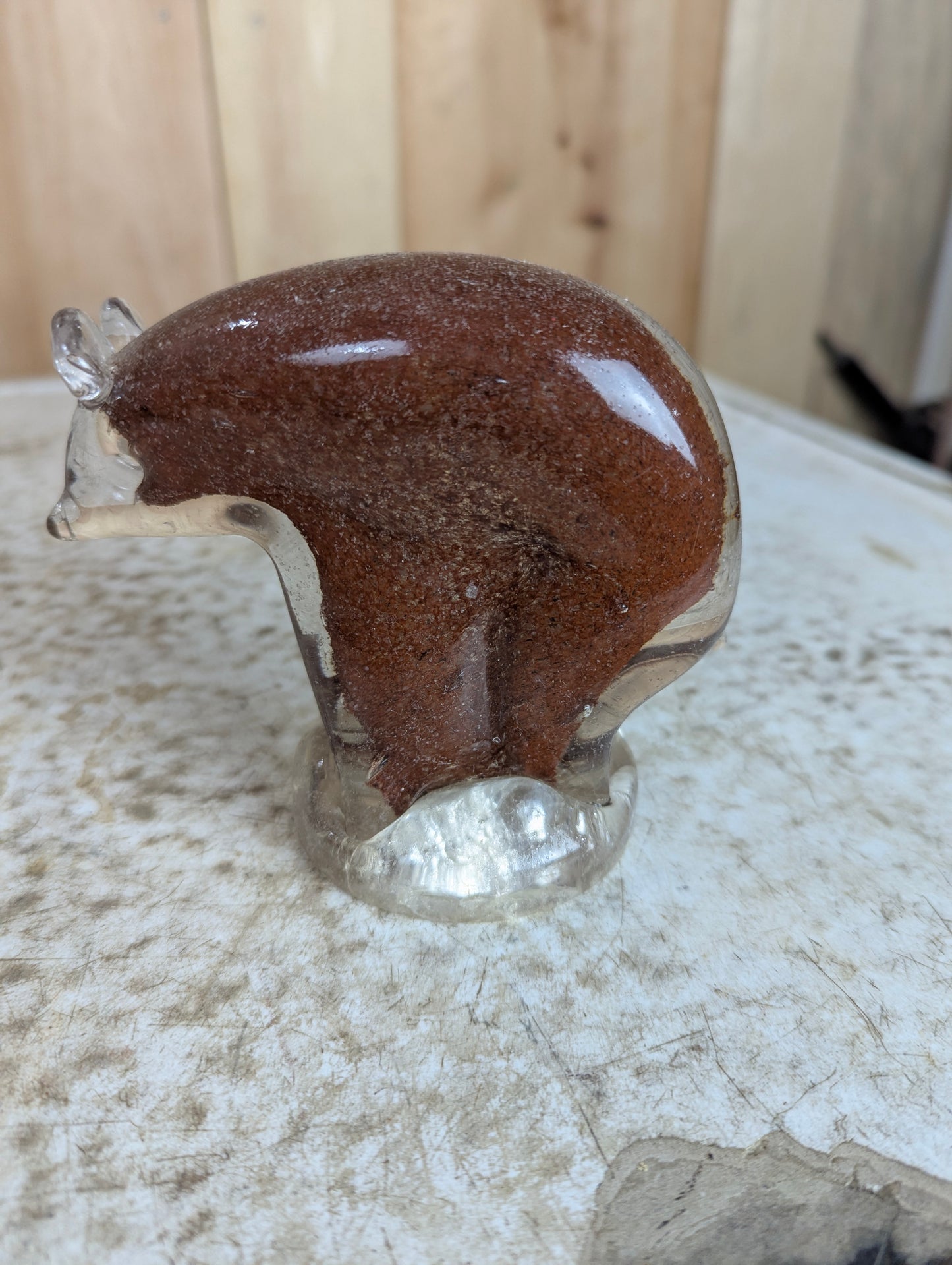 Vintage Altaglass Hand Blown Brown Bear Figurine
