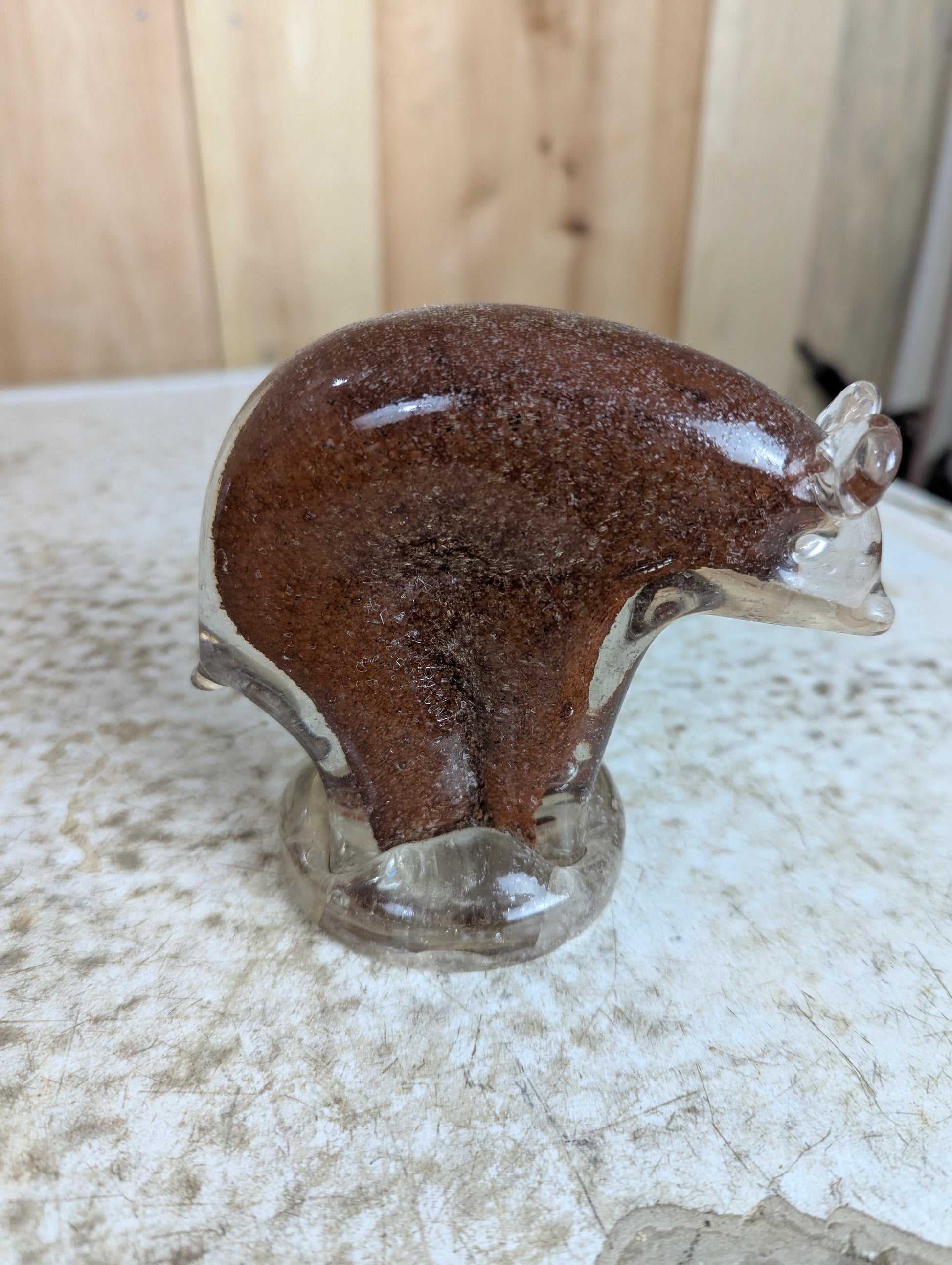 Vintage Altaglass Hand Blown Brown Bear Figurine - view 3