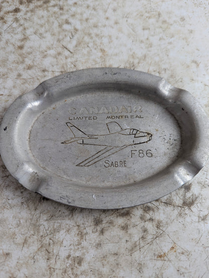 Vintage Aluminum Canadair Montreal F-86 Sabre Military Aircraft Ashtray