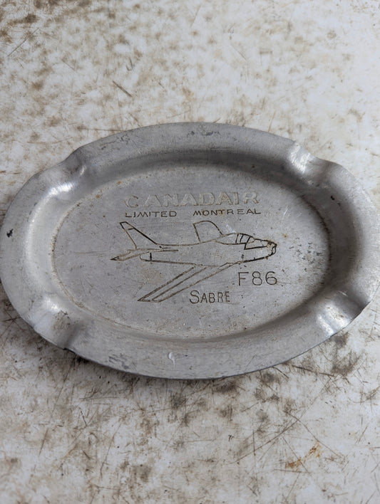 Vintage Aluminum Canadair Montreal F-86 Sabre Military Aircraft Ashtray