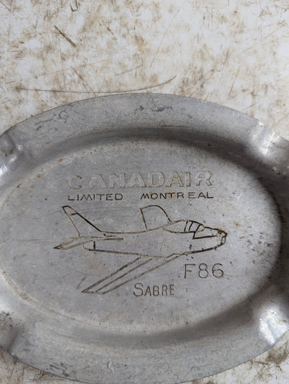 Vintage Aluminum Canadair Montreal F-86 Sabre Military Aircraft Ashtray - view 2
