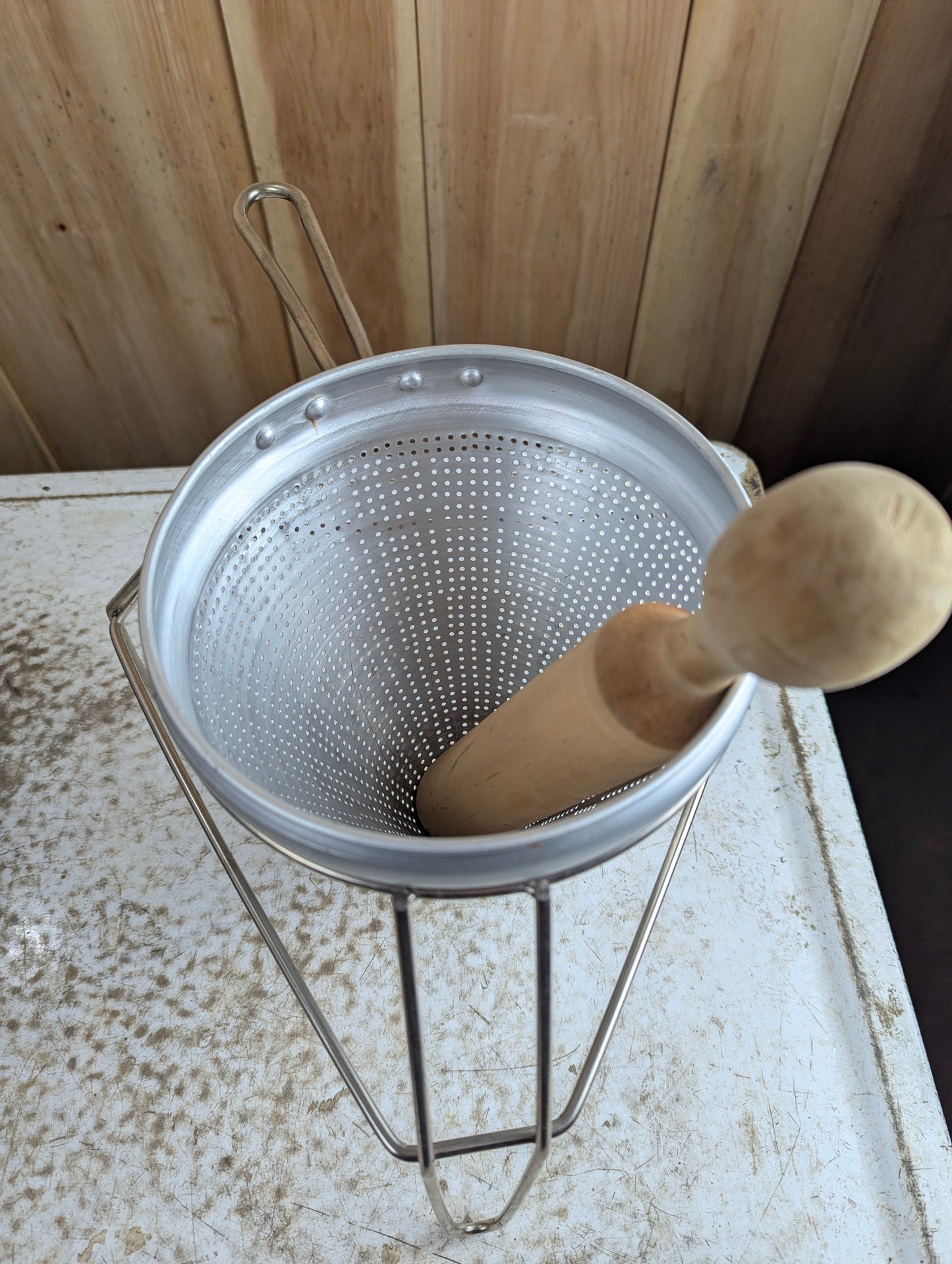 Vintage Aluminum Conical Colander Food Mill Set - view 2