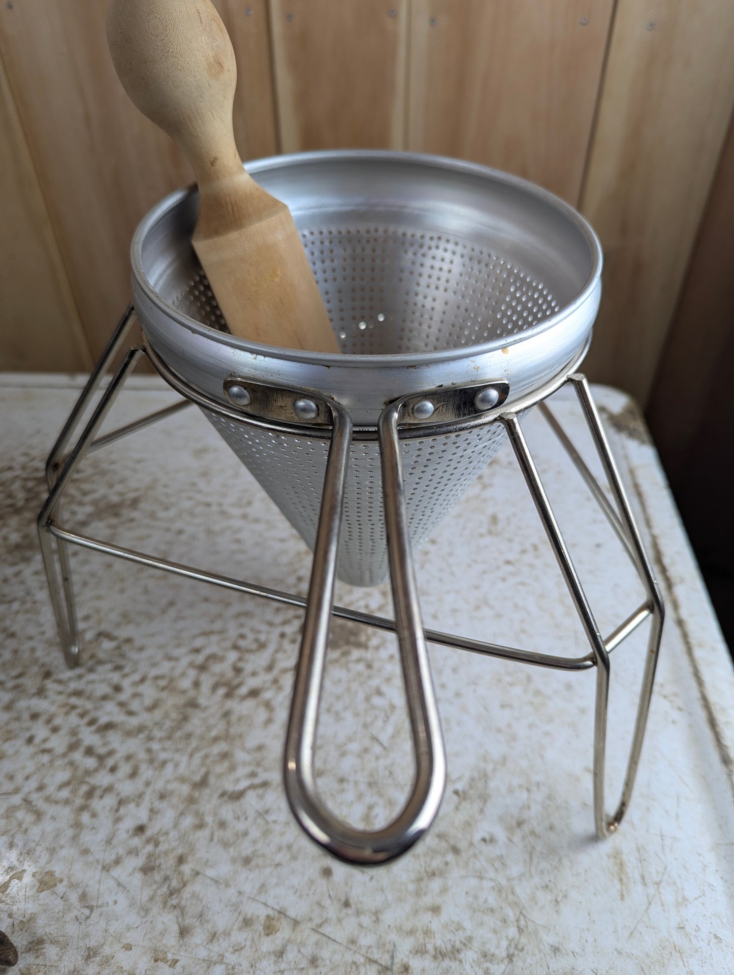 Vintage Aluminum Conical Colander Food Mill Set - view 3