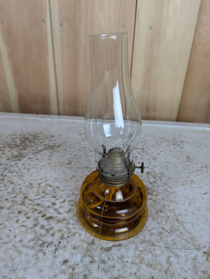 Vintage Amber Glass Based Patio Oil Lamp