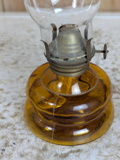 Vintage Amber Glass Based Patio Oil Lamp - view 3